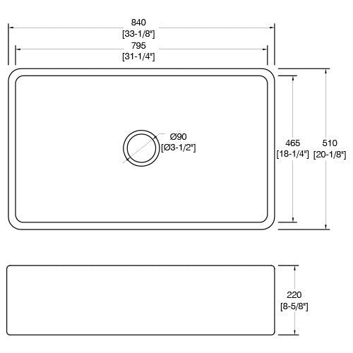 Dakota Sinks DSE-FCA3320 Signature Elements Series 33 1/8 Inch Fire Clay Single Bowl Reversible Apron Front Kitchen Sink Dakota Sinks