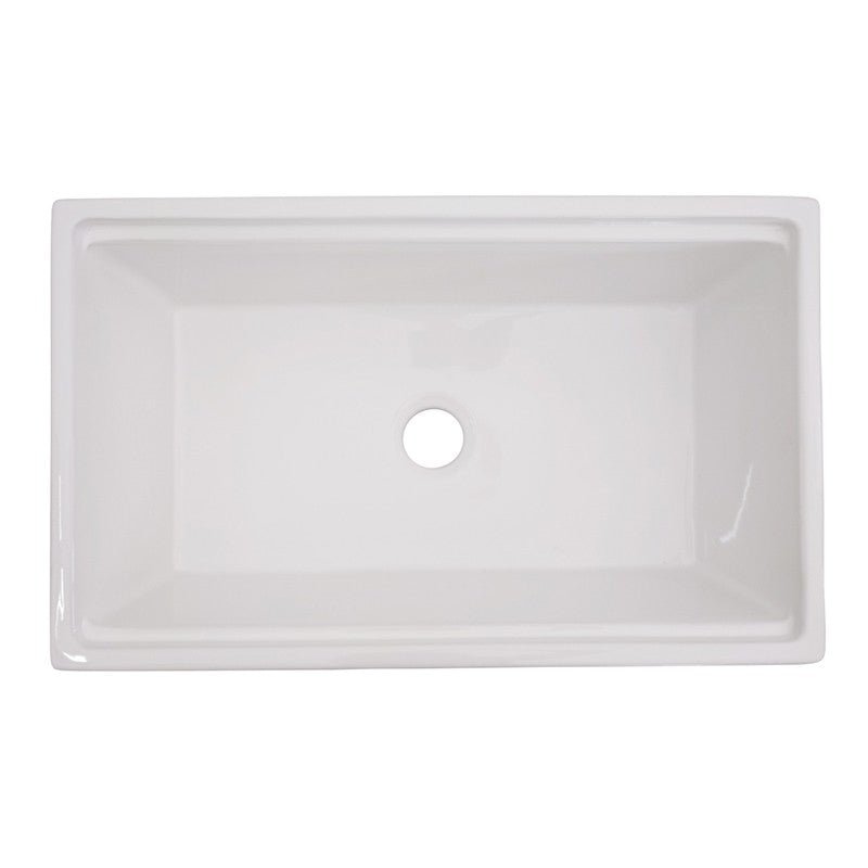 Dakota Sinks DSE-FCAL3320S Signature Elements Series 33 Inch Fire Clay Single Bowl Reversible Apron Front Kitchen Sink with Accessory Ledges - Dakota Sinks
