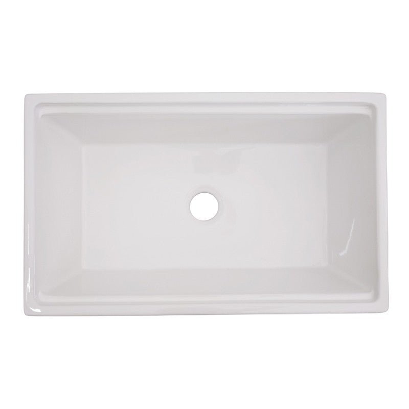 Dakota Sinks DSE-FCAL3320S Signature Elements Series 33 Inch Fire Clay Single Bowl Reversible Apron Front Kitchen Sink with Accessory Ledges Dakota Sinks