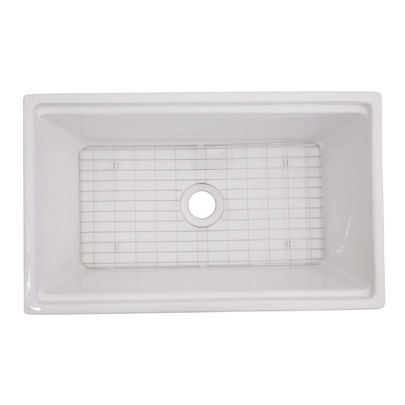 Dakota Sinks DSE-FCAL3320S Signature Elements Series 33 Inch Fire Clay Single Bowl Reversible Apron Front Kitchen Sink with Accessory Ledges Dakota Sinks