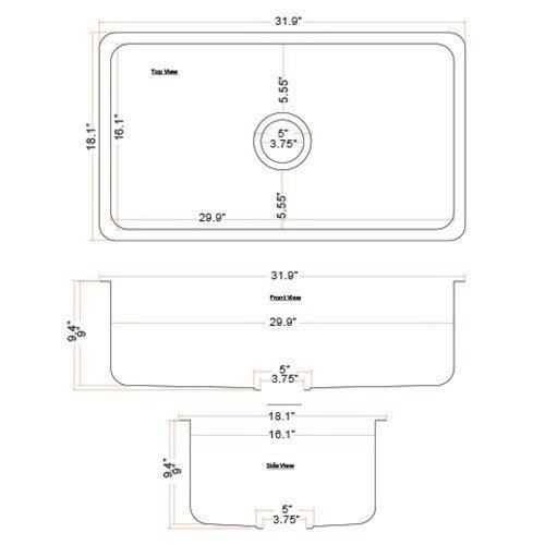 Dakota Sinks DSE-HC3218 Signature Elements Series 31 7/8 Inch Handmade Copper Single Bowl Undermount Kitchen Sink - Hammered Copper Dakota Sinks