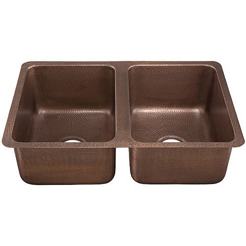 Dakota Sinks DSE-HC5050 Signature Elements Series 32 1/4 Inch 50/50 Handmade Copper Double Bowl Undermount Kitchen Sink - Hammered Copper Dakota Sinks