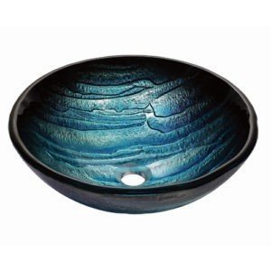 Dakota Sinks DSE-TGV02 Signature Elements Series 16 1/2 Inch Tempered Glass Single Bowl Round Bathroom Vessel Sink Dakota Sinks