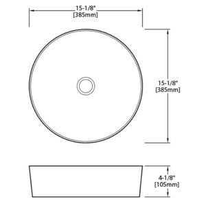 Dakota Sinks DSE-VCV01W Signature Elements Series 15 1/8 Inch Vitreous China Single Bowl Round Bathroom Vessel Sink, White Dakota Sinks