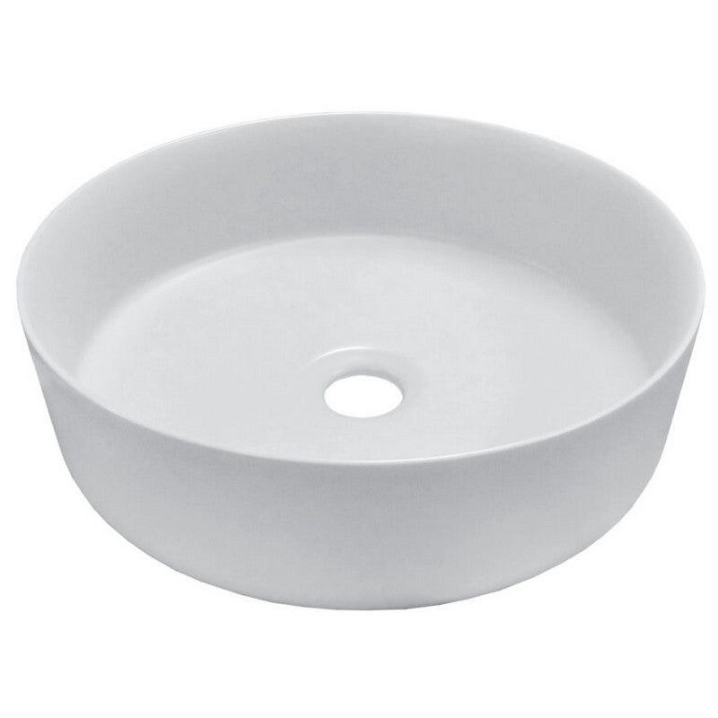 Dakota Sinks DSE-VCV01W Signature Elements Series 15 1/8 Inch Vitreous China Single Bowl Round Bathroom Vessel Sink, White Dakota Sinks