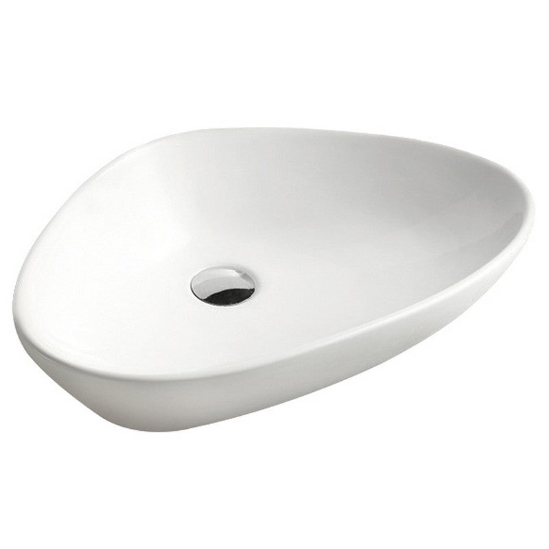 Dakota Sinks DSE-VCV02W Signature Elements Series 23 Inch Vitreous China Single Bowl Triangle Bathroom Vessel Sink, White Dakota Sinks
