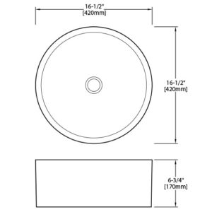 Dakota Sinks DSE-VCV04W Signature Elements Series 16 1/2 Inch Vitreous China Single Bowl Round Bathroom Vessel Sink, White Dakota Sinks
