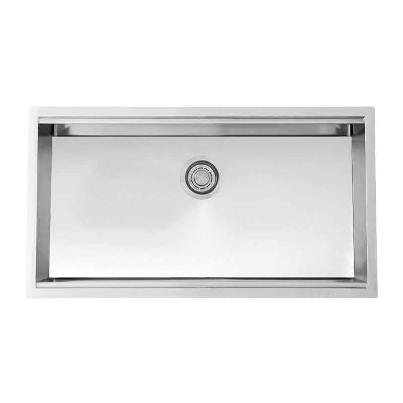 Dakota Sinks DSL-3319 Signature L-Series 33 Inch Flat Ledge Single Bowl Undermount Stainless Steel Kitchen Sink - Satin Brushed Nickel Dakota Sinks