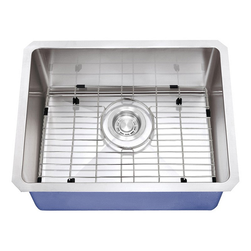 Dakota Sinks DSM-1915 Signature M-Series 19 Inch Micro Radius Single Bowl Undermount Kitchen Bar Sink with Bottom Grid, Satin Brushed Nickel DSM-1915 Dakota Sinks Stainless Steel