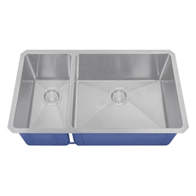 Dakota Sinks DSM-3070 Signature M-Series 32 Inch Micro Radius 30/70 Double Bowl Undermount Kitchen Sink with Bottom Grid DSM-3070SV Dakota Sinks Silver