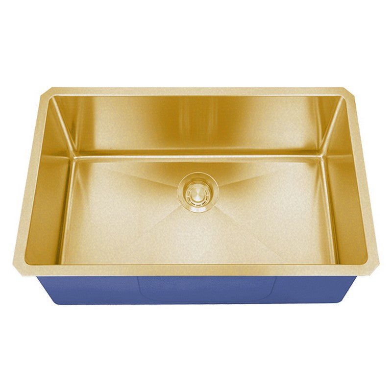 Dakota Sinks DSM-3218 Signature M-Series 32 Inch Micro Radius Single D-Bowl Undermount Kitchen Sink with Bottom Grid DSM-3218GD Dakota Sinks Gold