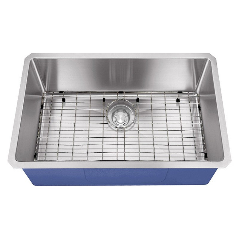 Dakota Sinks DSM-3218 Signature M-Series 32 Inch Micro Radius Single D-Bowl Undermount Kitchen Sink with Bottom Grid DSM-3218 Dakota Sinks Satin Brushed Nickel