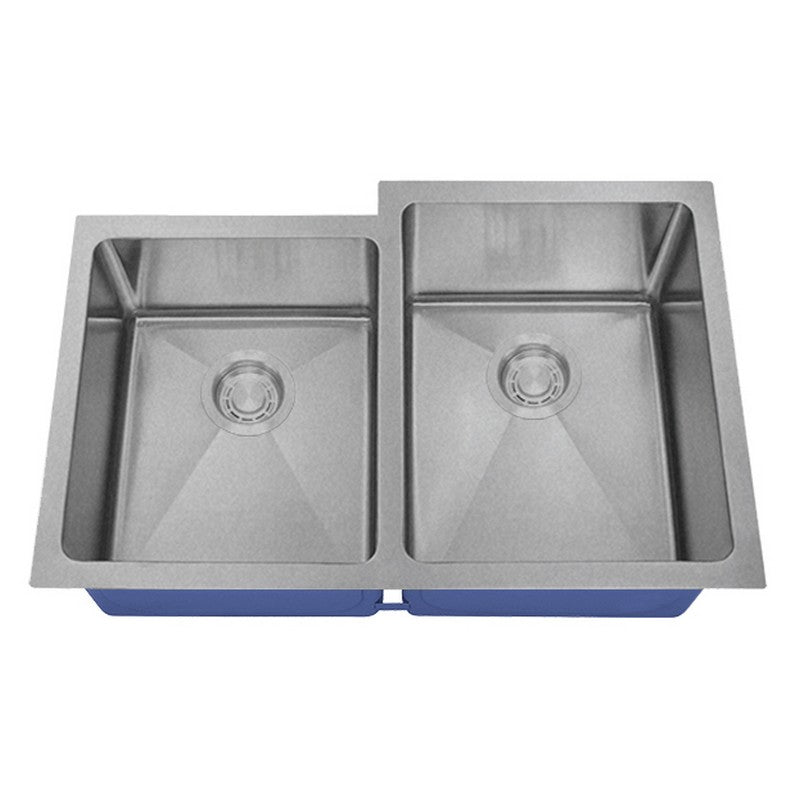 Dakota Sinks DSM-4060-1 Signature M-Series 30 3/4 Inch Micro Radius 40/60 Offset Double Bowl Undermount Kitchen Sink with Bottom Grid DSM-4060-1SV Dakota Sinks Silver