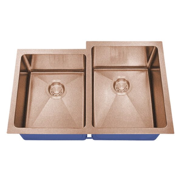 Dakota Sinks DSM-4060-1 Signature M-Series 30 3/4 Inch Micro Radius 40/60 Offset Double Bowl Undermount Kitchen Sink with Bottom Grid DSM-4060-1CP Dakota Sinks Copper
