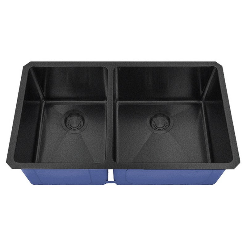 Dakota Sinks DSM-4060 Signature M-Series 32 Inch Micro Radius 40/60 Double Bowl Undermount Kitchen Sink with Bottom Grid DSM-4060GBK Dakota Sinks Gunmetal Black