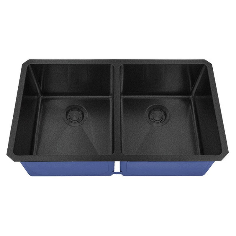 Dakota Sinks DSM-5050 Signature M-Series 32 Inch Micro Radius 50/50 Double Bowl Undermount Kitchen Sink with Bottom Grid DSM-5050GBK Dakota Sinks Gunmetal Black