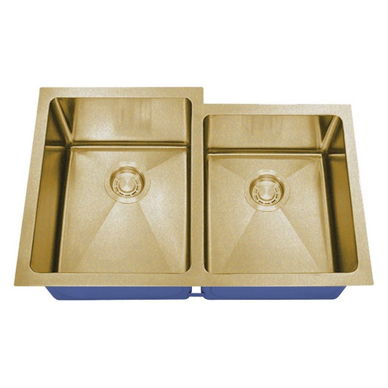 Dakota Sinks DSM-6040-1 Signature M-Series 30 3/4 Inch Micro Radius 60/40 Offset Double Bowl Undermount Kitchen Sink with Bottom Grid DSM-6040-1GD Dakota Sinks Gold