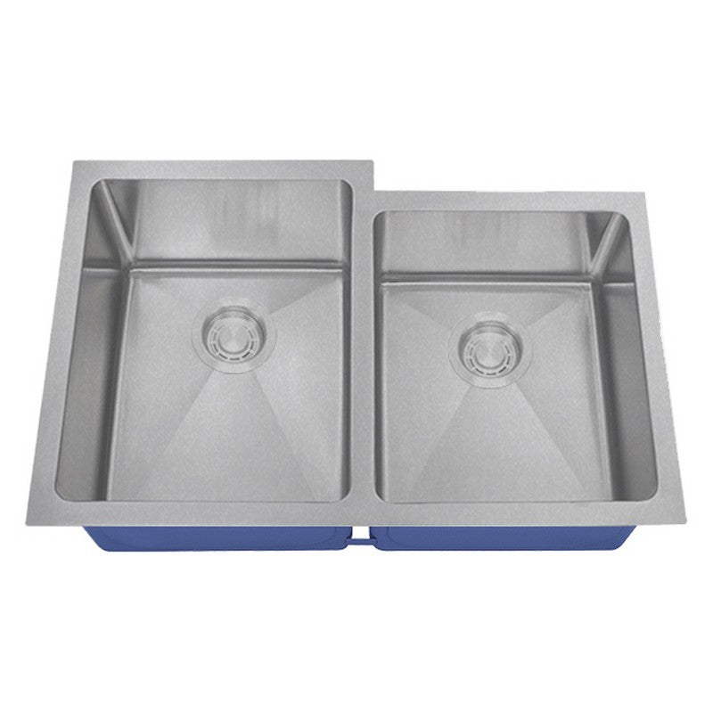 Dakota Sinks DSM-6040-1 Signature M-Series 30 3/4 Inch Micro Radius 60/40 Offset Double Bowl Undermount Kitchen Sink with Bottom Grid DSM-6040-1SV Dakota Sinks Silver