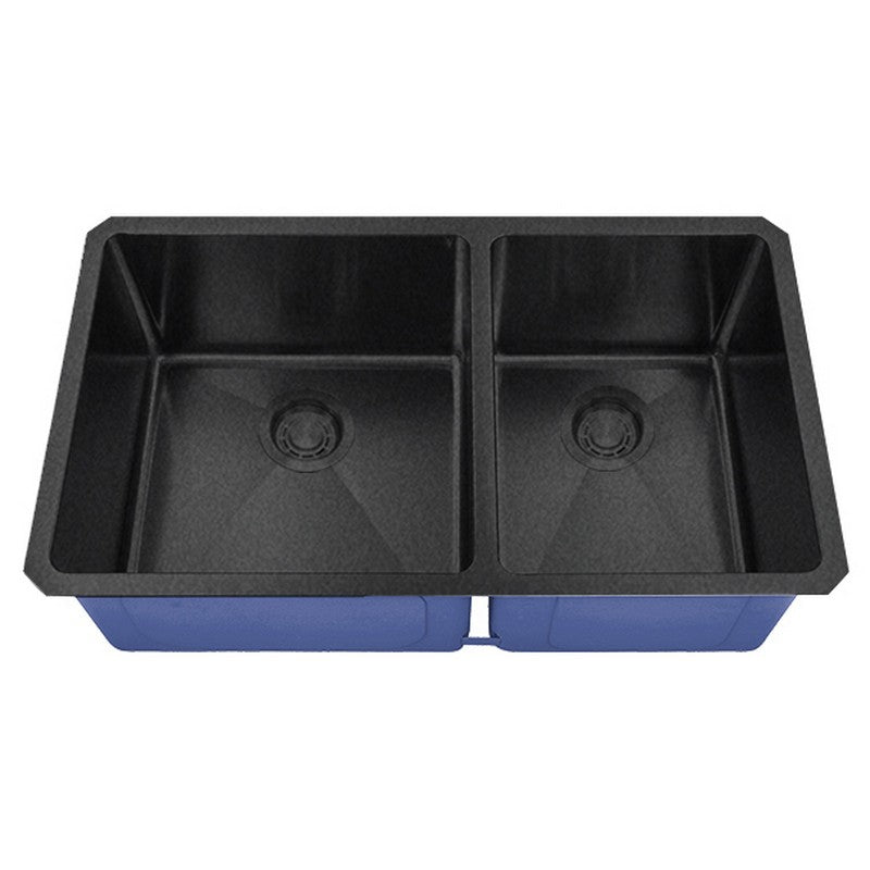 Dakota Sinks DSM-6040 Signature M-Series 32 Inch Micro Radius 60/40 Double Bowl Under-mount Kitchen Sink with Bottom Grid DSM-6040GBK Dakota Sinks Gunmetal Black