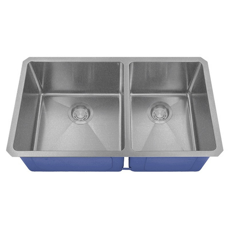 Dakota Sinks DSM-6040 Signature M-Series 32 Inch Micro Radius 60/40 Double Bowl Under-mount Kitchen Sink with Bottom Grid DSM-6040SV Dakota Sinks Silver