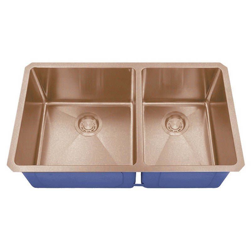 Dakota Sinks DSM-6040 Signature M-Series 32 Inch Micro Radius 60/40 Double Bowl Under-mount Kitchen Sink with Bottom Grid DSM-6040CP Dakota Sinks Copper