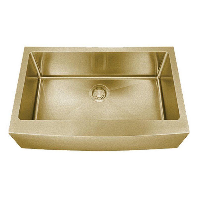 Dakota Sinks DSM-A3320 Signature M-Series 33 Inch Micro Radius Single Bowl Apron Front Kitchen Sink with Bottom Grid DSM-A3320GD Dakota Sinks Gold