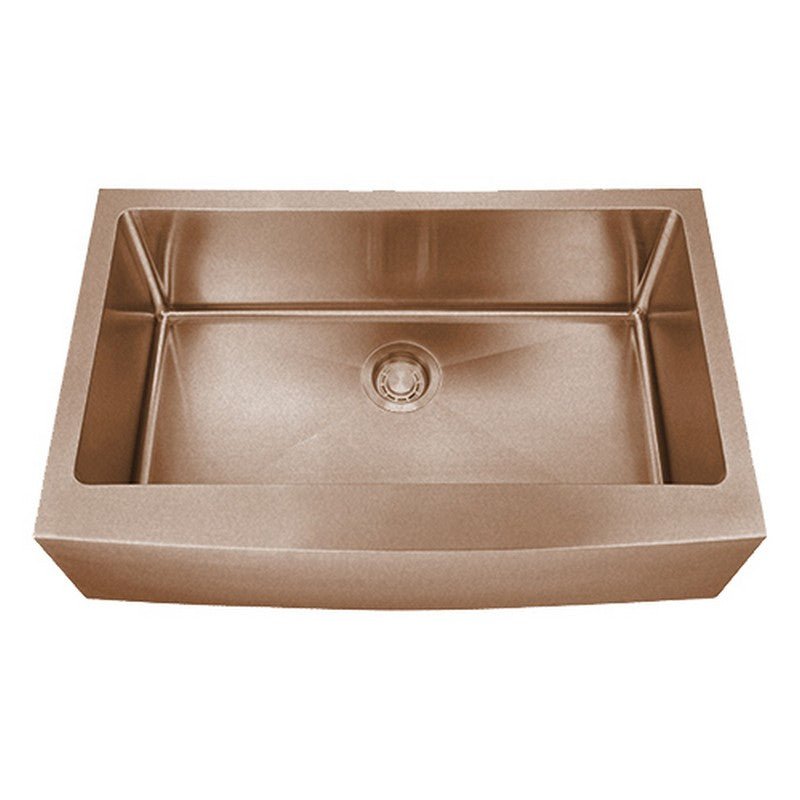 Dakota Sinks DSM-A3320 Signature M-Series 33 Inch Micro Radius Single Bowl Apron Front Kitchen Sink with Bottom Grid DSM-A3320CP Dakota Sinks Copper