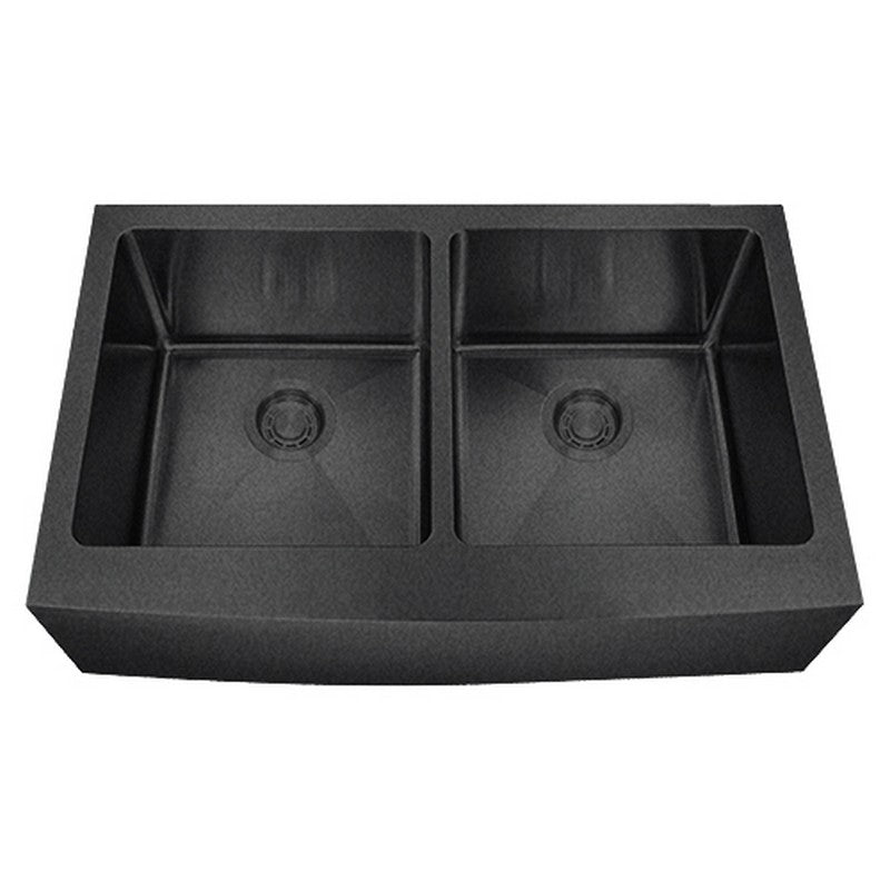 Dakota Sinks DSM-A5050 Signature M-Series 33 Inch Micro Radius Double Bowl Apron Front Kitchen Sink with Bottom Grid DSM-A5050GBK Dakota Sinks Gunmetal Black
