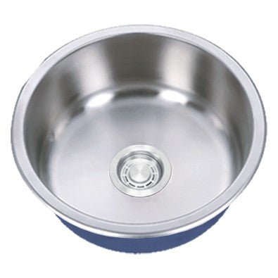 Dakota Sinks DSR-167R Signature R-Series 17 1/8 Inch Standard Radius Single Bowl Undermount Stainless Steel Round Bar Sink with Bottom Grid Dakota Sinks