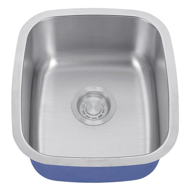 Dakota Sinks DSR-1915 Signature R-Series 18 Inch Standard Radius Single Bowl Undermount Stainless Steel Kitchen Sink with Bottom Grid - Satin Brushed Nickel Dakota Sinks