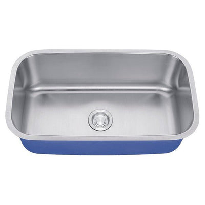 Dakota Sinks DSR-3018 Signature R-Series 30 Inch Standard Radius D-Single Bowl Undermount Stainless Steel Kitchen Sink with Bottom Grid - Satin Brushed Nickel Dakota Sinks