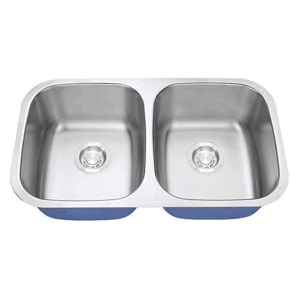 Dakota Sinks DSR-5050 Signature R-Series 32 1/4 Inch Standard Radius 40/60 Offset Double Bowl Undermount Stainless Steel Kitchen Sink with Bottom Grid Dakota Sinks