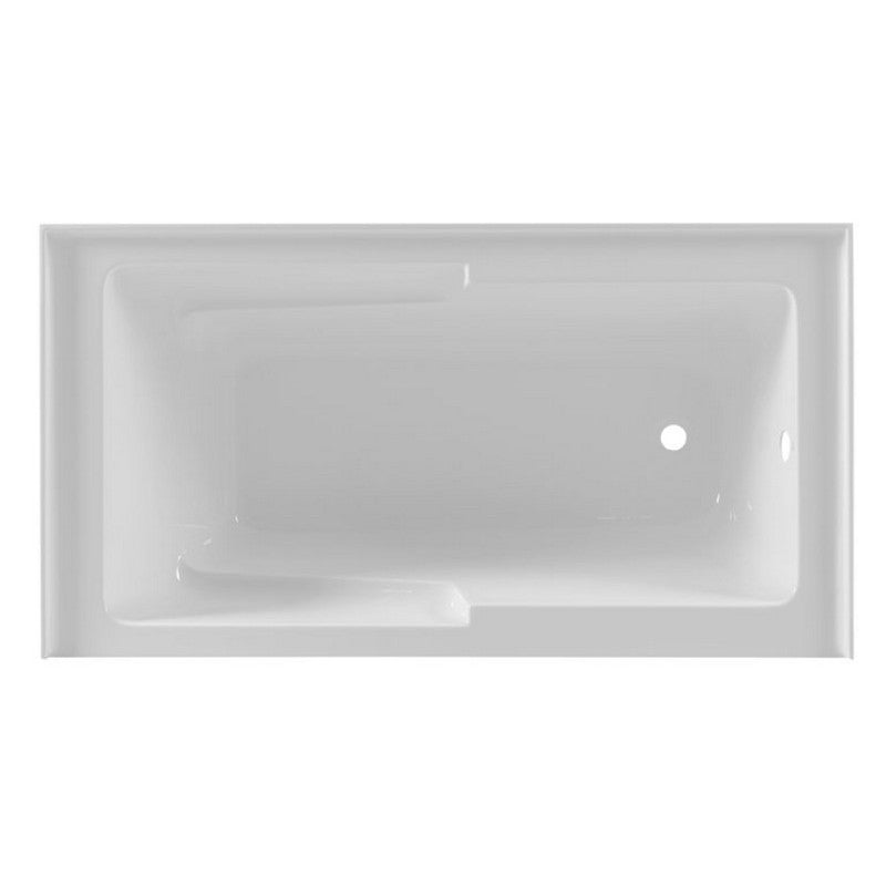 Dakota Sinks DST-ALLC01W Signature 60 x 32 Inch Alcove Rectangle Soaker Acrylic Bathtub with Lumbar Support, Armrests and Integral Skirt - White - Dakota Sinks