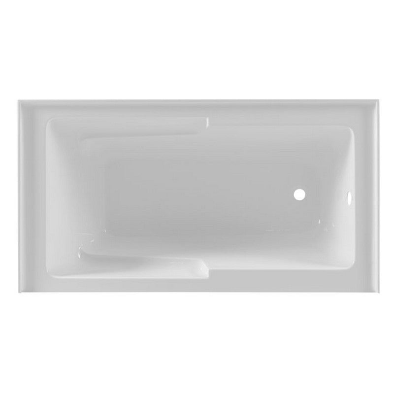 Dakota Sinks DST-ALLC01W Signature 60 x 32 Inch Alcove Rectangle Soaker Acrylic Bathtub with Lumbar Support, Armrests and Integral Skirt - White DST-ALLC01W Dakota Sinks Left
