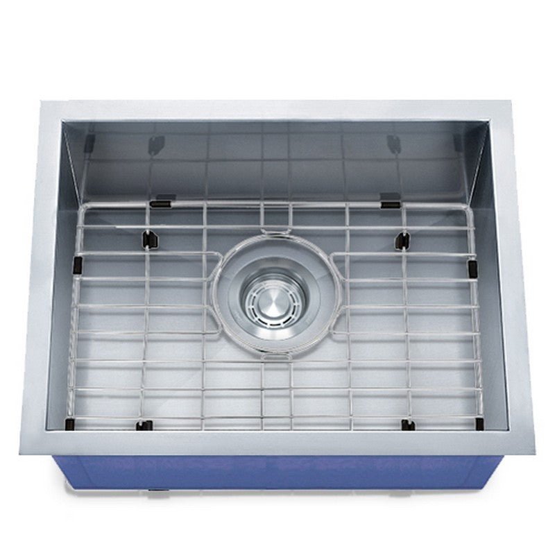 Dakota Sinks DSZ-1915 Signature Z-Series 19 Inch Zero Radius Single Bowl Undermount Stainless Steel Bar Sink with Bottom Grid DSZ-1915 Dakota Sinks Satin Brushed Nickel