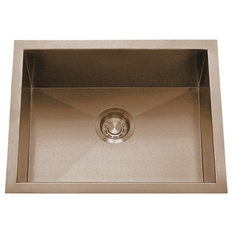 Dakota Sinks DSZ-2318 Signature Z-Series 23 Inch Zero Radius Single Bowl Undermount Stainless Steel Kitchen Sink with Bottom Grid DSZ-2318CP Dakota Sinks Copper