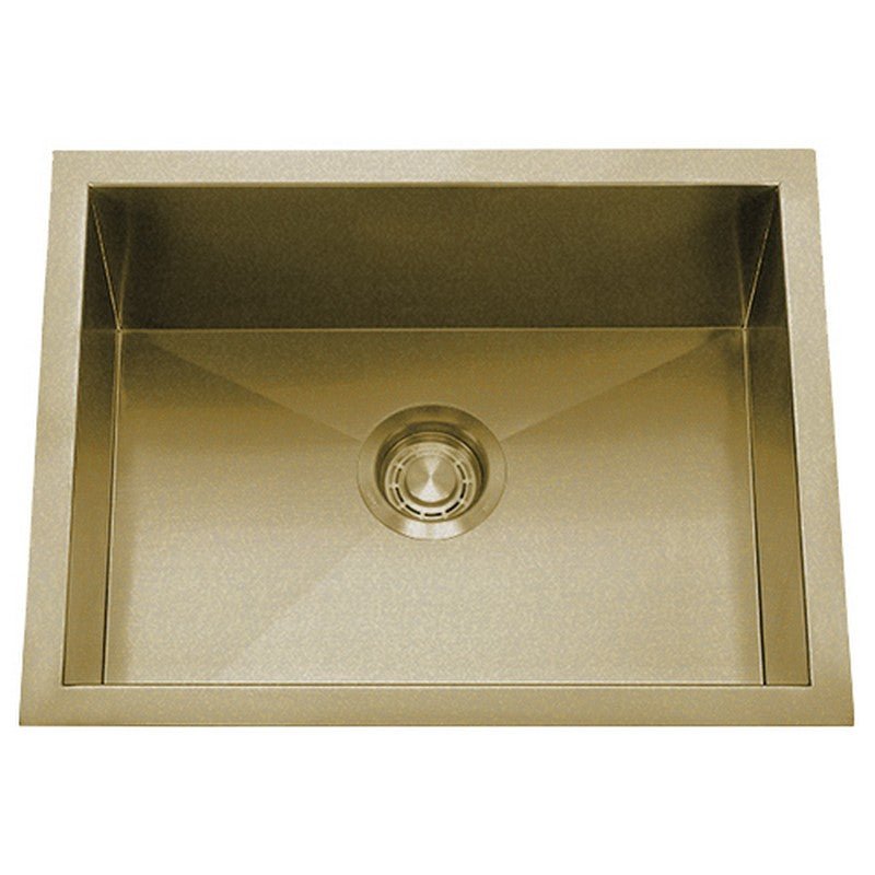 Dakota Sinks DSZ-2318 Signature Z-Series 23 Inch Zero Radius Single Bowl Undermount Stainless Steel Kitchen Sink with Bottom Grid DSZ-2318GD Dakota Sinks Gold