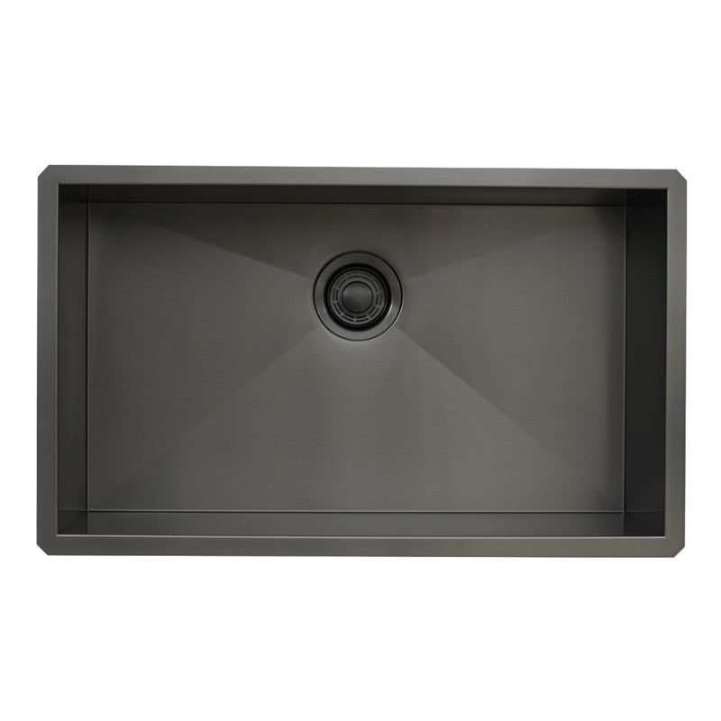 Dakota Sinks DSZ-3018 Signature Z-Series 30 Inch Zero Radius Single Bowl Undermount Stainless Steel Kitchen Sink with Bottom Grid DSZ-3018GBK Dakota Sinks Gunmetal Black