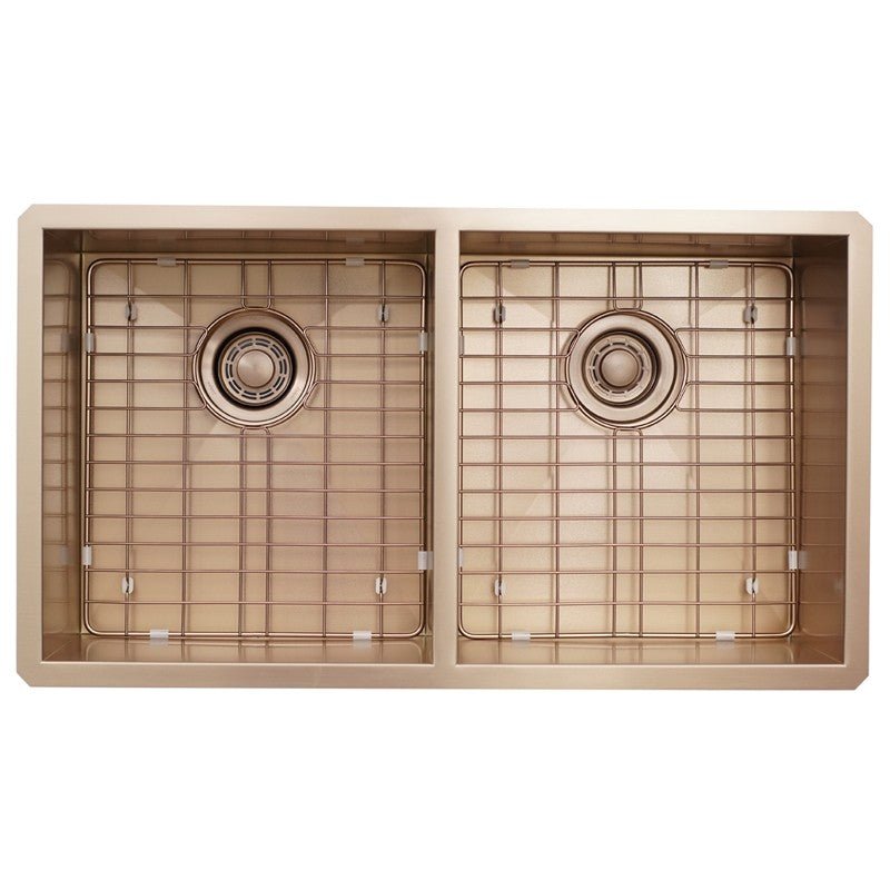 Dakota Sinks DSZ-5050 Signature Z-Series 32 Inch Zero Radius 50/50 Double Bowl Undermount Stainless Steel Kitchen Sink with Bottom Grid DSZ-5050CP Dakota Sinks Copper