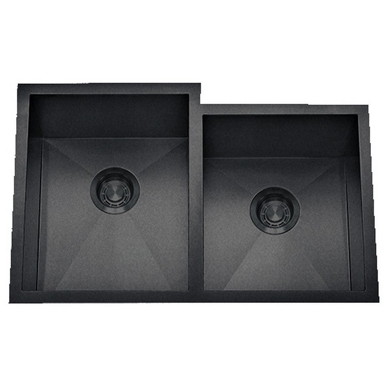 Dakota Sinks DSZ-6040-1 Signature Z-Series 30 3/4 Inch Zero Radius 60/40 Offset Double Bowl Undermount Stainless Steel Kitchen Sink with Bottom Grid DSZ-6040-1GBK Dakota Sinks Gunmetal Black