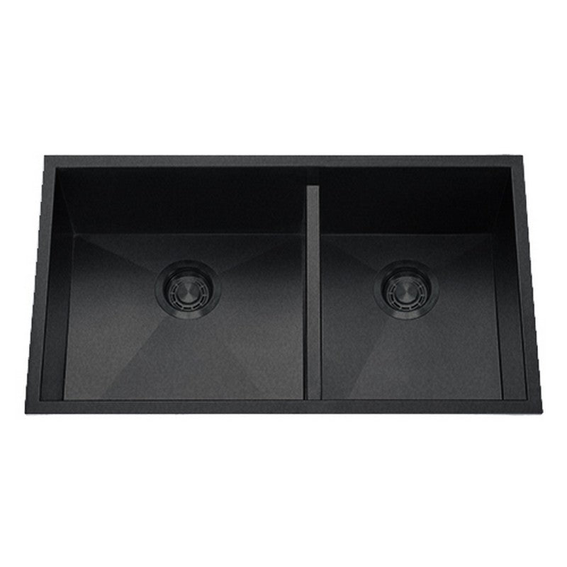 Dakota Sinks DSZ-6040LD Signature Z-Series 32 Inch Zero Radius 50/50 Low Divide Double Bowl Undermount Stainless Steel Kitchen Sink with Bottom Grid DSZ-6040LDGBK Dakota Sinks Gunmetal Black