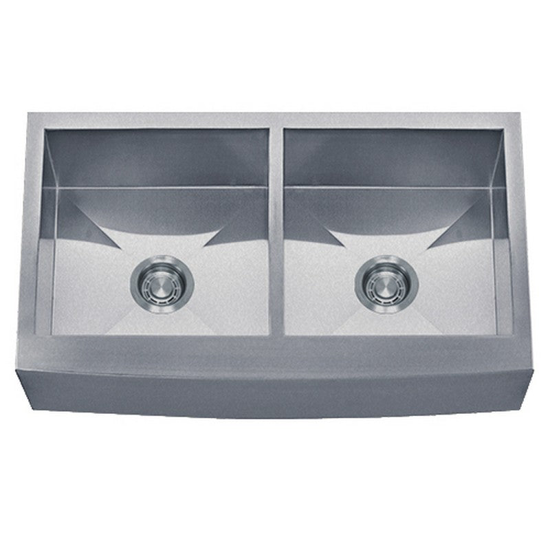 Dakota Sinks DSZ-A5050 Signature Z-Series 33 Inch Zero Radius 50/50 Double Bowl Apron Front Stainless Steel Kitchen Sink with Bottom Grid DSZ-A5050SV Dakota Sinks Silver