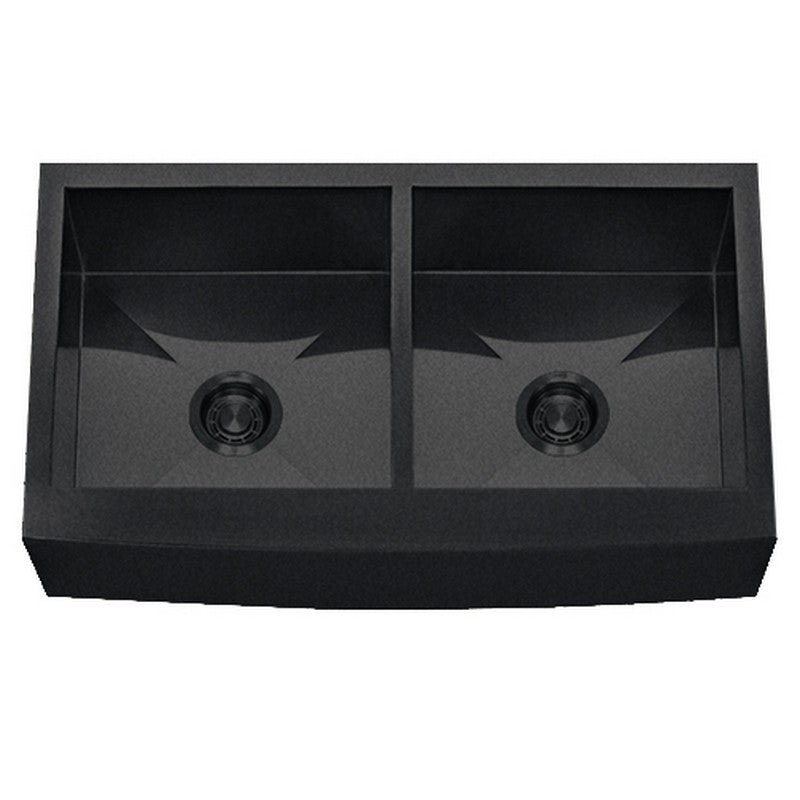 Dakota Sinks DSZ-A5050 Signature Z-Series 33 Inch Zero Radius 50/50 Double Bowl Apron Front Stainless Steel Kitchen Sink with Bottom Grid DSZ-A5050GBK Dakota Sinks Gunmetal Black