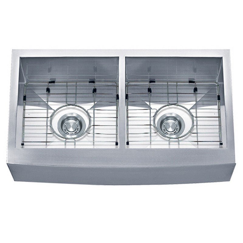 50 Double Bowl Apron Front Stainless Steel Kitchen Sink with Bottom Grid - Dakota Sinks