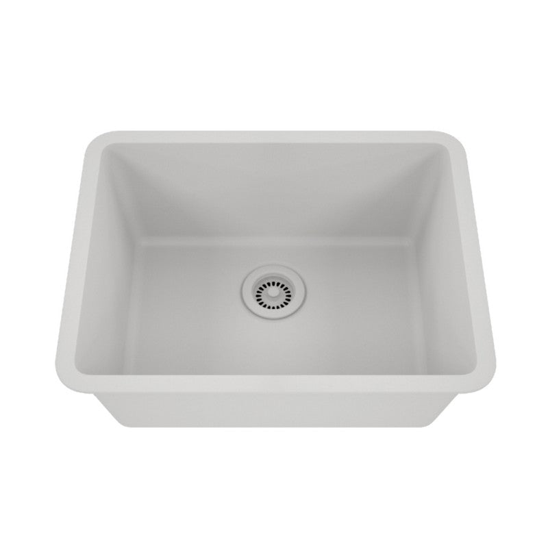 Dakota Sinks GSE-QC2318-BE Builders Elements Series 23 Inch Quartz Composite Single Bowl Undermount Kitchen Sink GSE-QC2318-W Dakota Sinks White