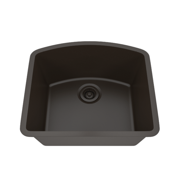 Dakota Sinks GSE-QC2321-BE Builders Elements Series 23 Inch Quartz Composite Single D-Bowl Undermount Kitchen Sink GSE-QC2321-MO Dakota Sinks Mocha