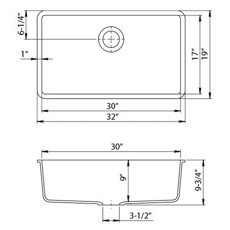 Dakota Sinks GSE-QC3219-BE Builders Elements Series 32 Inch Quartz Composite Single Bowl Undermount Kitchen Sink Dakota Sinks