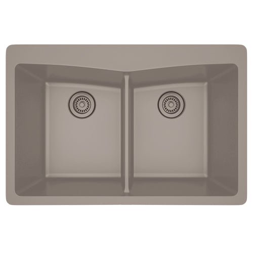 Dakota Sinks GSE-QC5050-W Builders Elements Series 33 Inch Quartz Composite 50/50 Low Divide Double Bowl Undermount Kitchen Sink GSE-QC5050-CO Dakota Sinks Concrete