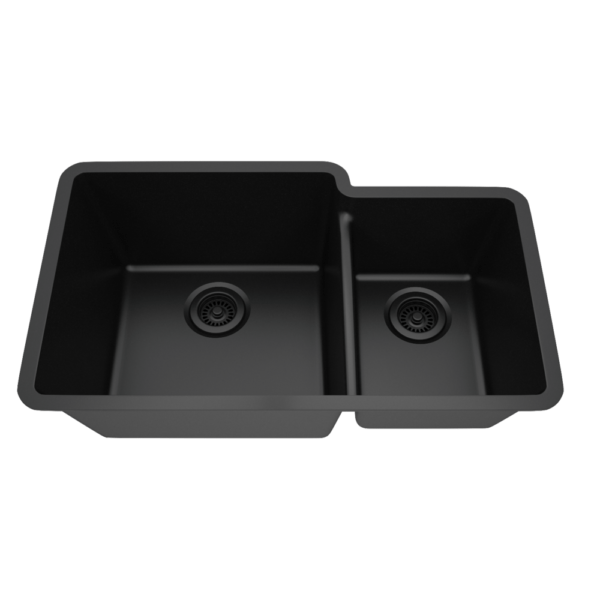 Dakota Sinks GSE-QC6040LD-BE Builders Elements Series 32 Inch Quartz Composite 60/40 Low Divide Double Bowl Undermount Kitchen Sink GSE-QC6040LD-BK Dakota Sinks Black
