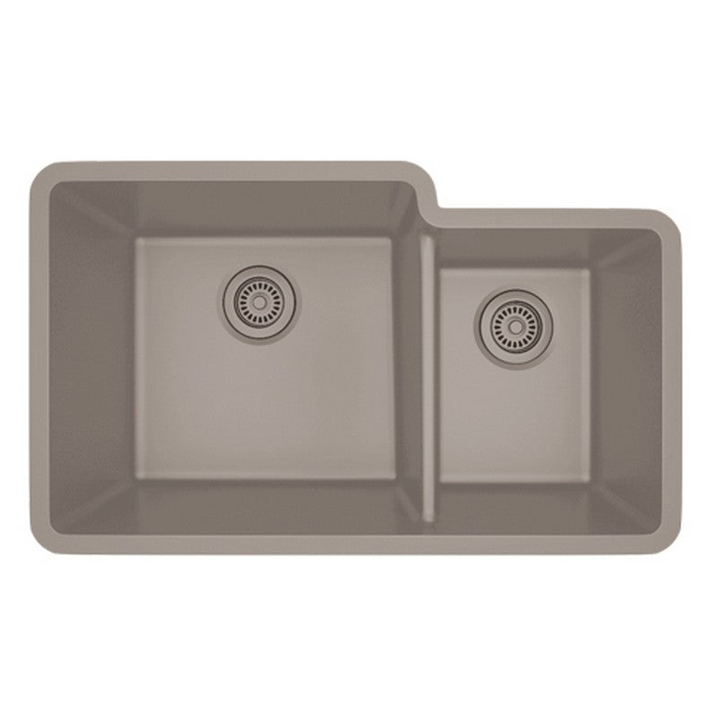 Dakota Sinks GSE-QC6040LD-BE Builders Elements Series 32 Inch Quartz Composite 60/40 Low Divide Double Bowl Undermount Kitchen Sink GSE-QC6040LD-CO Dakota Sinks Concrete